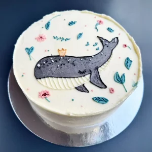 Kindergeburtstagstorte „Whale“ mit Wal-Motiv – handgefertigt von Cake Artist Berlin